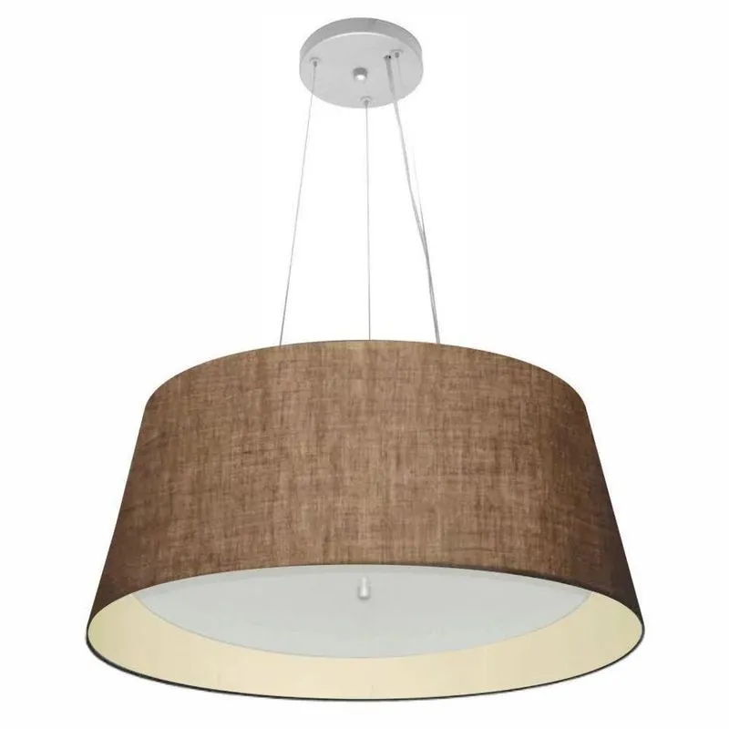 Lustre Pendente Cone Vivare Md-4015 Cúpula Em Tecido 25x60x50cm - Bivolt Café-algodão-crú 127/220v