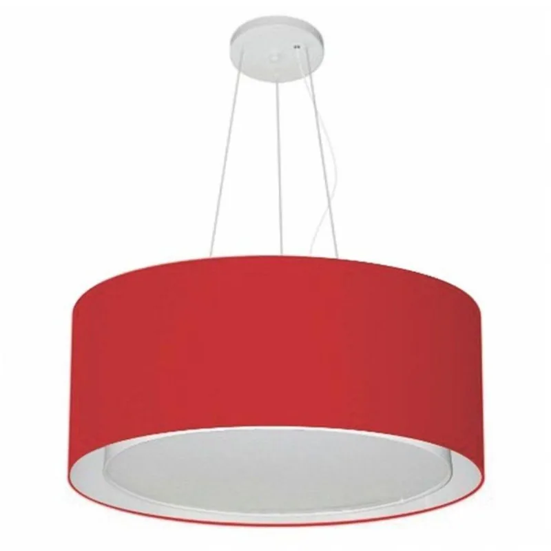 Lustre Pendente Cilíndrico Duplo Tecido 50x25cm Bivolt Bordo
