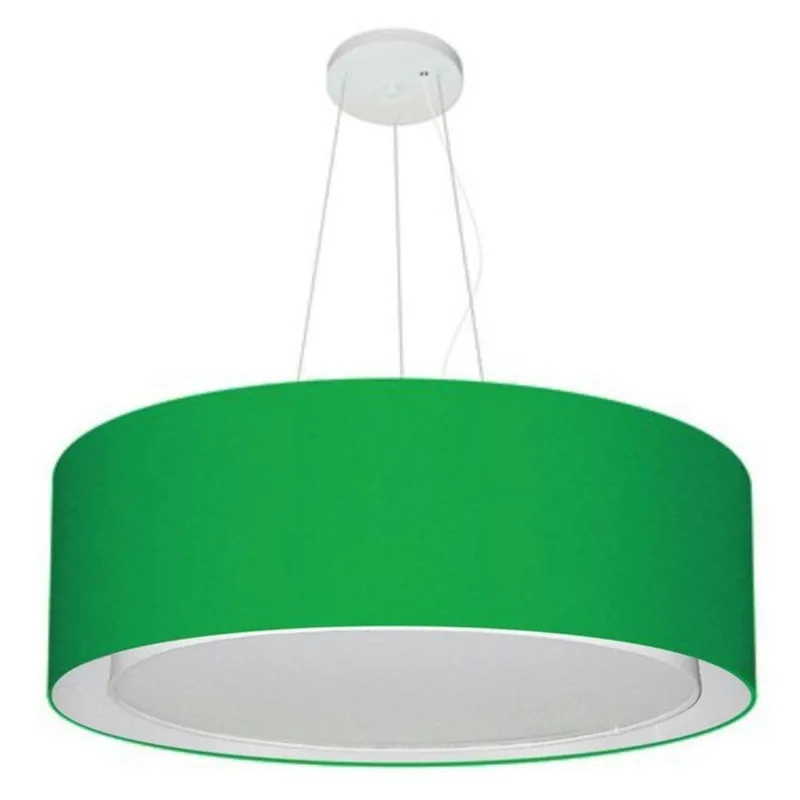 Lustre Pendente Cilíndrico Duplo Vivare Md-4125 Cúpula Em Tecido 60x25cm