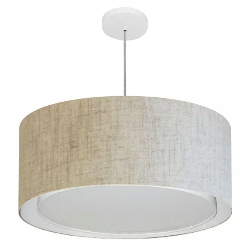 Lustre Cilíndrico Duplo Md-4289 55x30cm Rústico Bege Bivolt - Vivare Brasil Iluminação