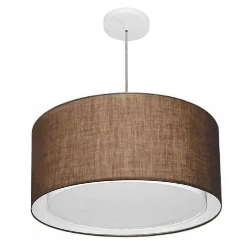 Lustre Cilíndrico Duplo Md-4295 Tecido 50x30cm Bivolt Café - Vivare Brasil Iluminação