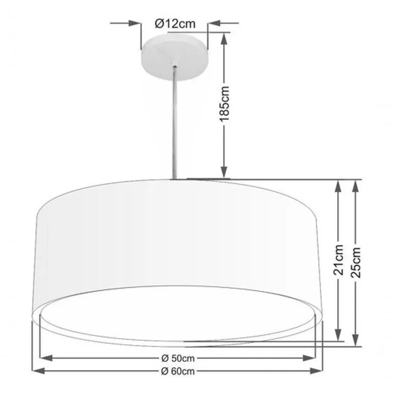 Lustre Pendente Cilíndrico Duplo MD-4297 Com Cúpula Em Tecido 60x25cm Bivolt Branco Vivare Brasil
