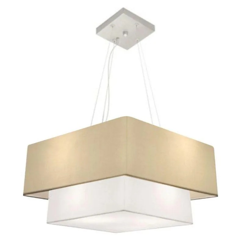 Lustre Duplo Quadrado Md-4066 50x35cm Bivolt Algodão Branco