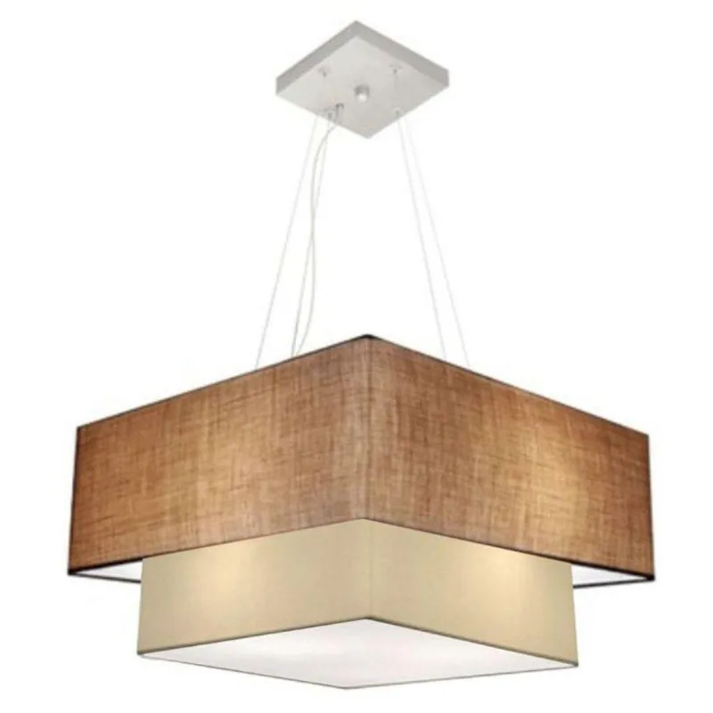 Lustre Duplo Quadrado Md-4066 50x35cm Bivolt Palha Bege