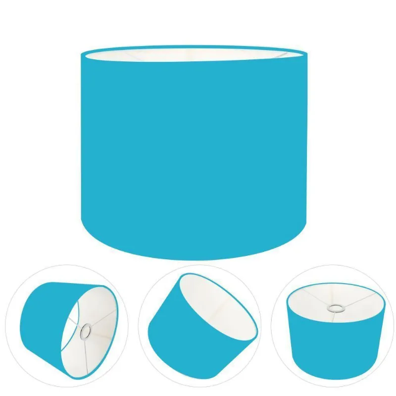 Cúpula Abajur E Luminária Cilíndrica Vivare Cp-7015 ø35x25cm - Bocal Nacional Azul-turquesa - Vivare Brasil Iluminação