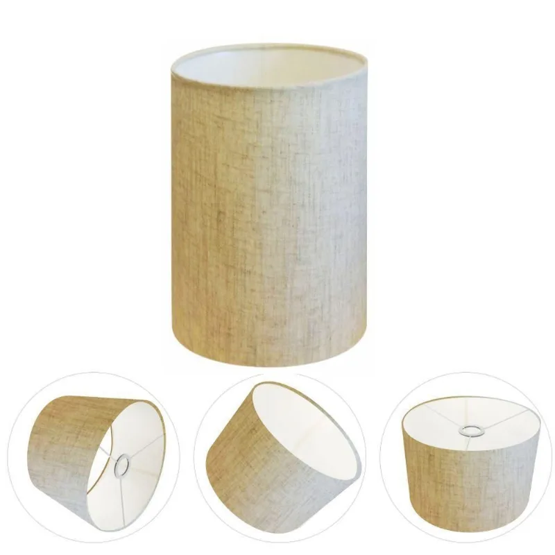 Cúpula para Abajur e Luminária CP-8003 Cilíndrica 15X20CM Bocal Europeu rústico-bege Vivare Brasil