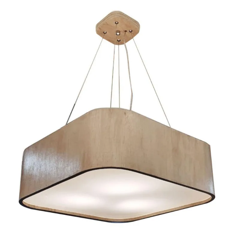 Pendente em Madeira Quadrado 45x45cm Lâmina Natural Bivolt - Vivare Brasil Iluminação