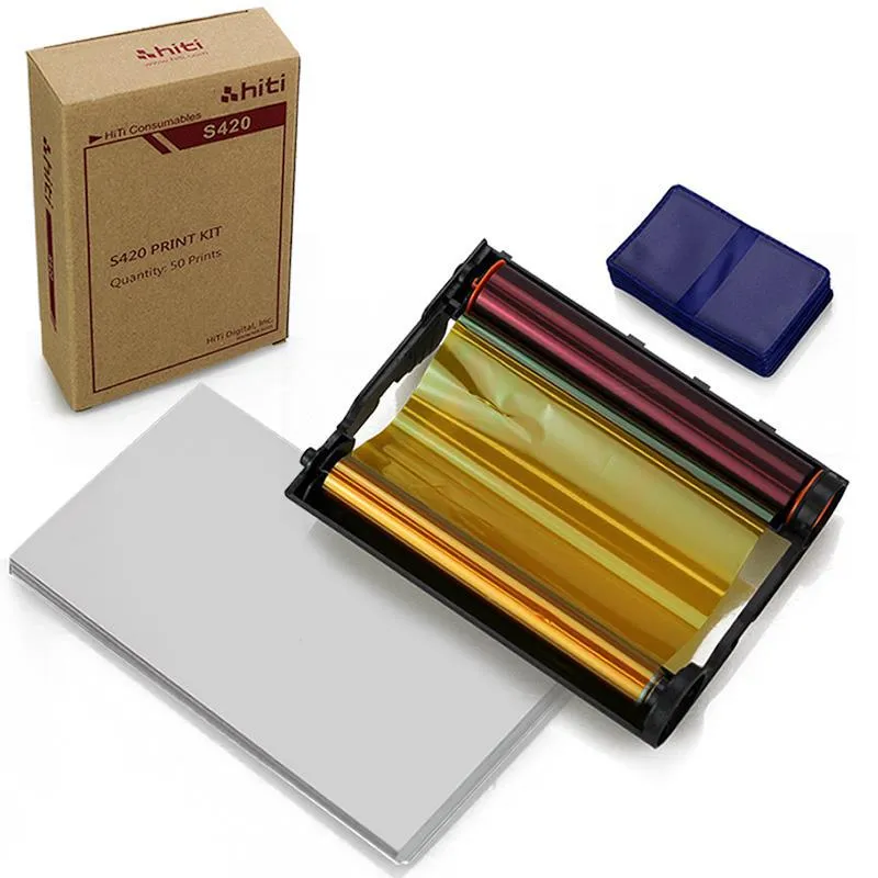 Kit S420 Hiti - 1 Papel E Ribbon S420 E 100 Carteirinha 3x4