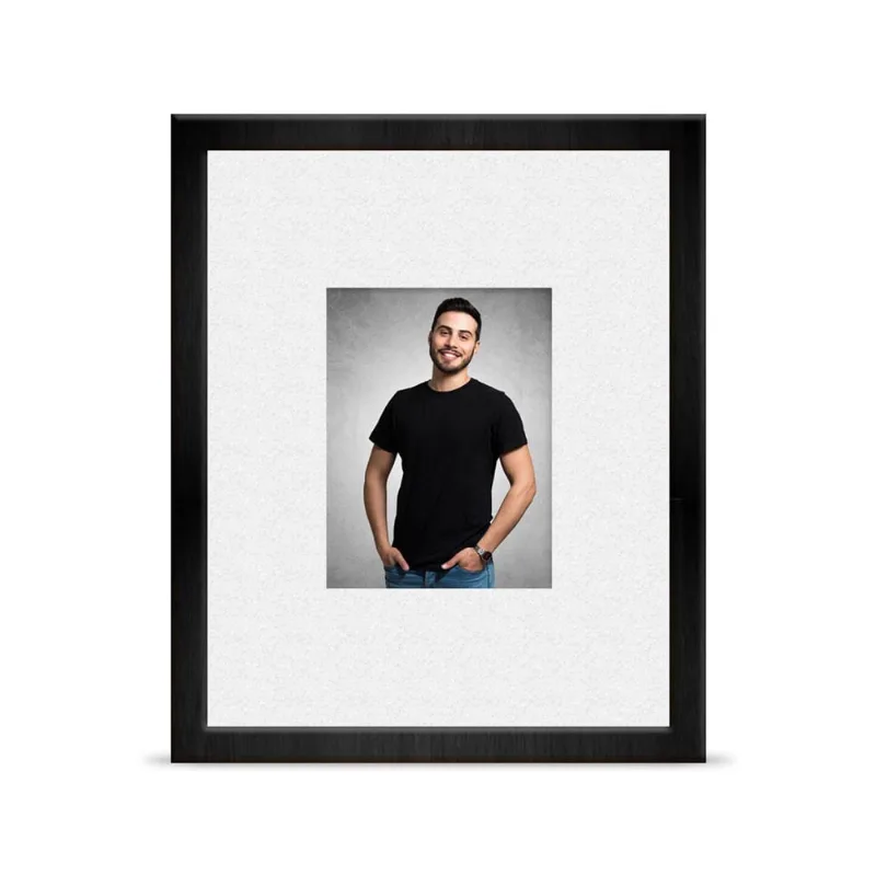 Porta Retrato Preto 10x15 com Paspatur e Moldura 23x28