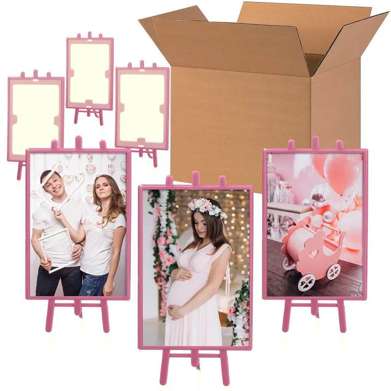 Kit 100x Porta Retrato Cavalete 10x15 Vertical - Rosa