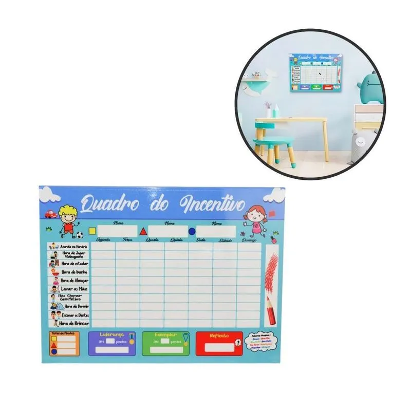 Quadro De Incentivo Azul 29x40 C/ Caneta