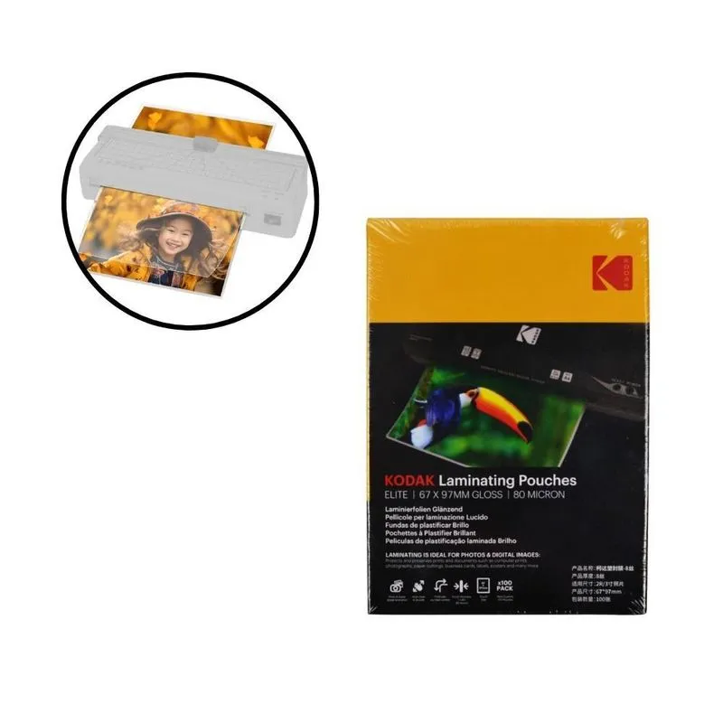 Plástico Para Laminação Kodak 67x97mm Brilhante 80 Mícrons