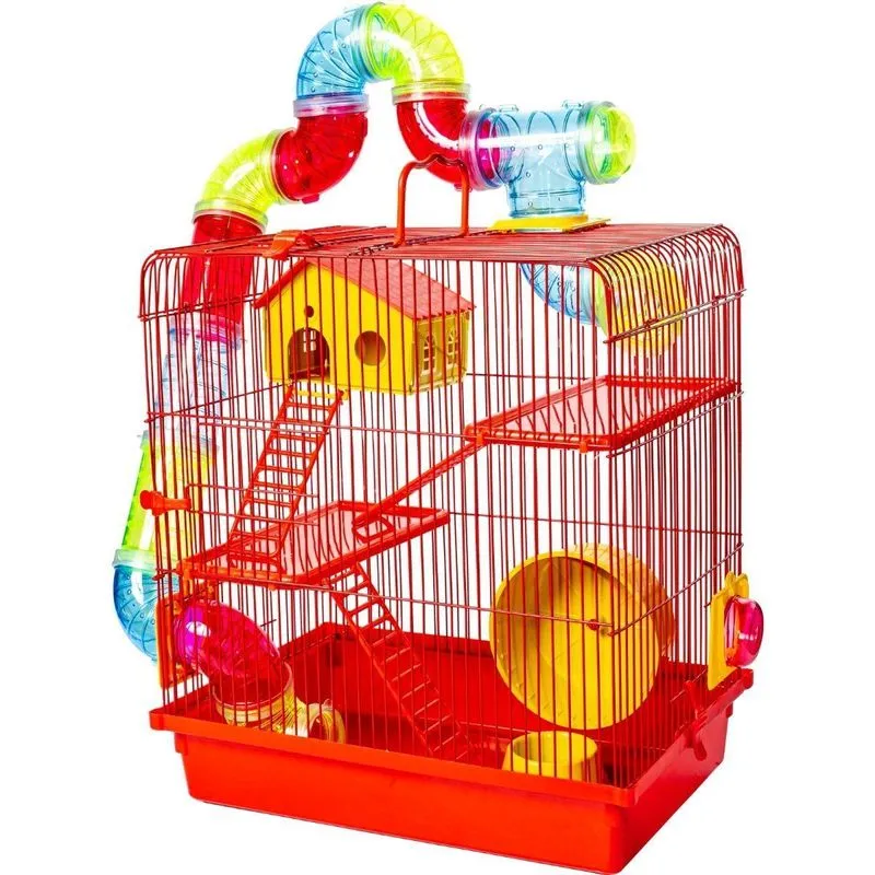 Gaiola Hamster De Exercício Roda Escadinha E Tubo Super Luxo