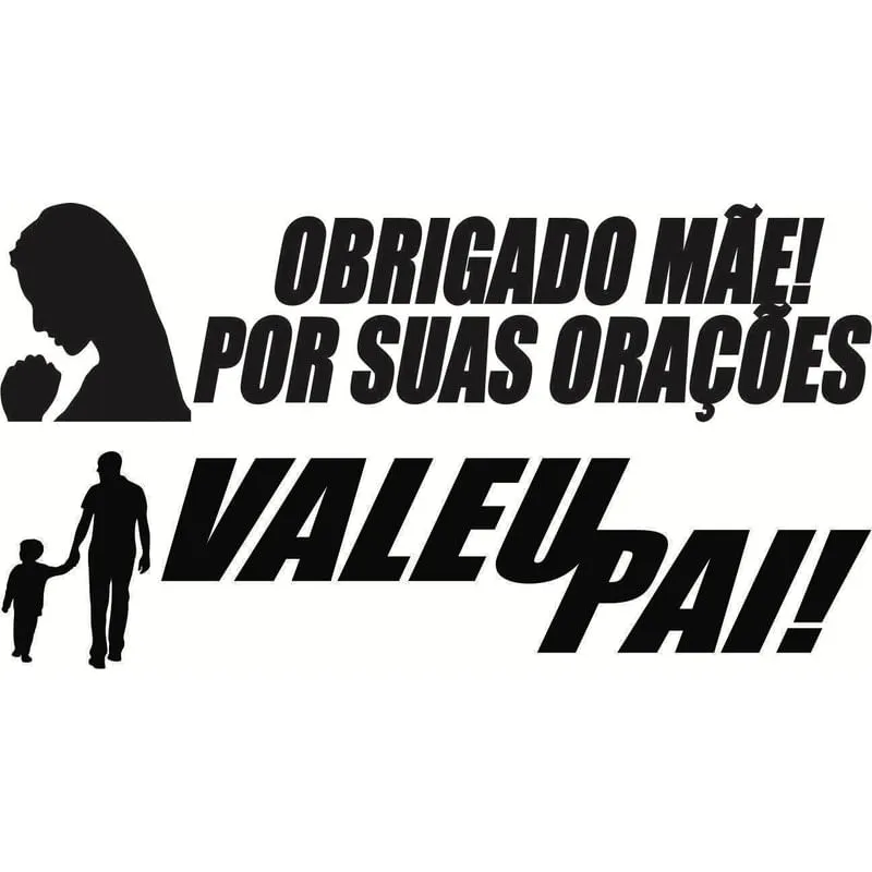 Kit 2 Adesivos Obrigado Mãe, Valeu Pai - Preto