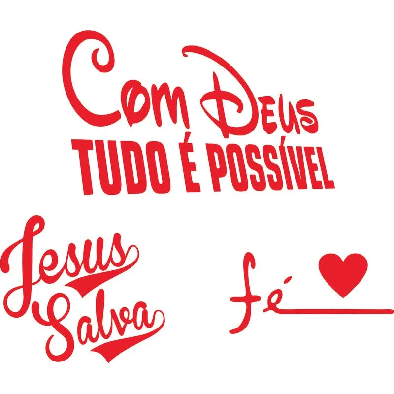 Kit 3 Adesivos Religiosos Jesus Salva/com Deus/fé - Vermelho