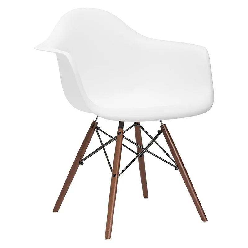Cadeira Eames Eiffel DAW - Branco - Madeira escura