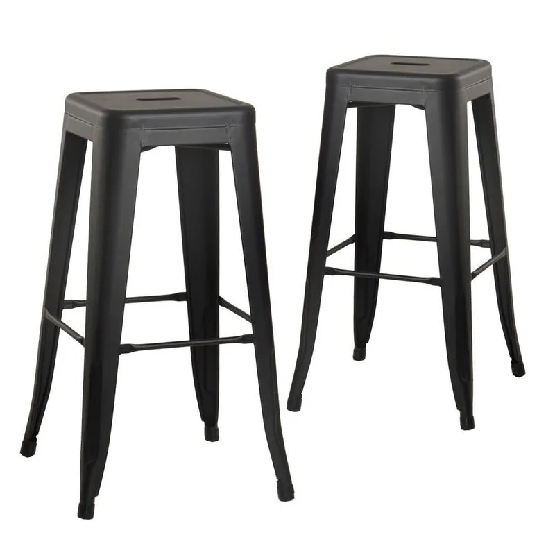 Kit - 2 x banquetas altas Iron Tolix - 76 cm - Preto