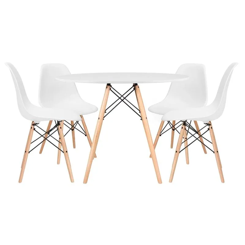 KIT - Mesa Eames 100 cm branco + 4 cadeiras Eames DSW - Branco