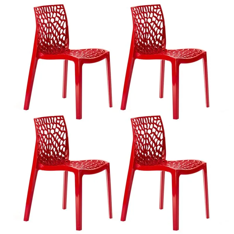 KIT - 4 x cadeiras Gruvyer - Vermelho