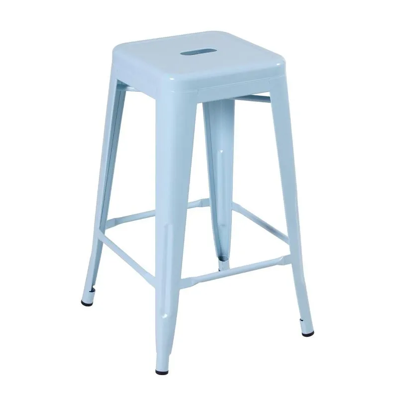 Banqueta Iron Tolix - 66 cm - Industrial - Aço - Vintage - Azul light