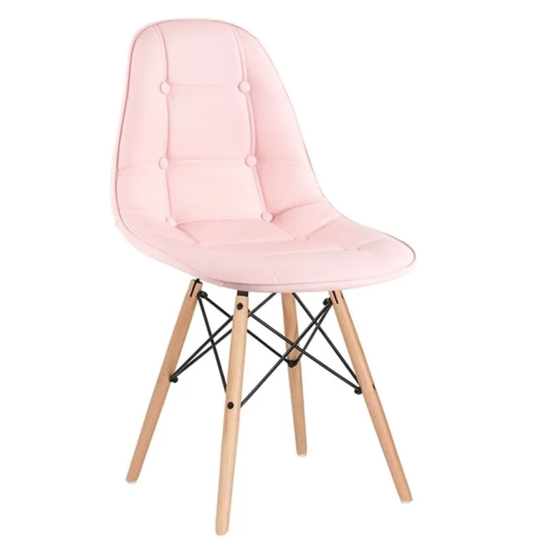 Cadeira Eames Botonê - Rosa - Madeira clara