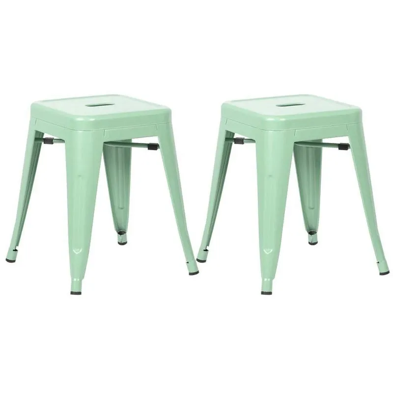 Kit 2 Banquetas Baixas Iron Tolix 45cm Verde Claro