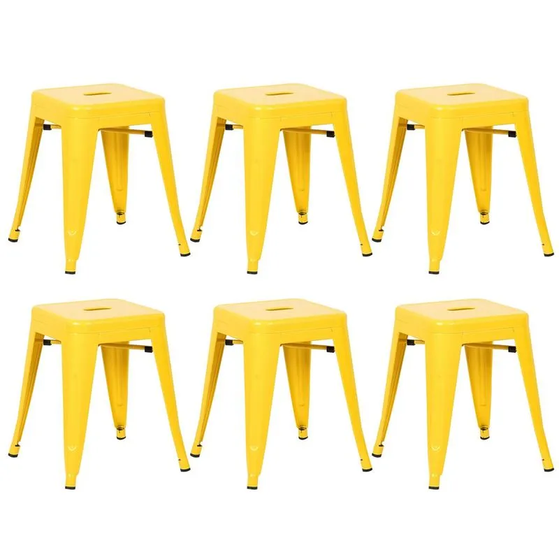 Kit - 6 X Banquetas Baixas Iron Tolix - 45 Cm - Amarelo