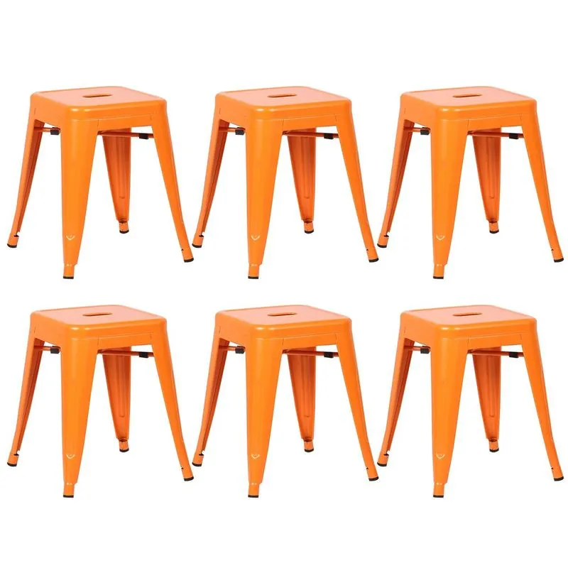 Kit - 6 X Banquetas Baixas Iron Tolix - 45 Cm - Laranja