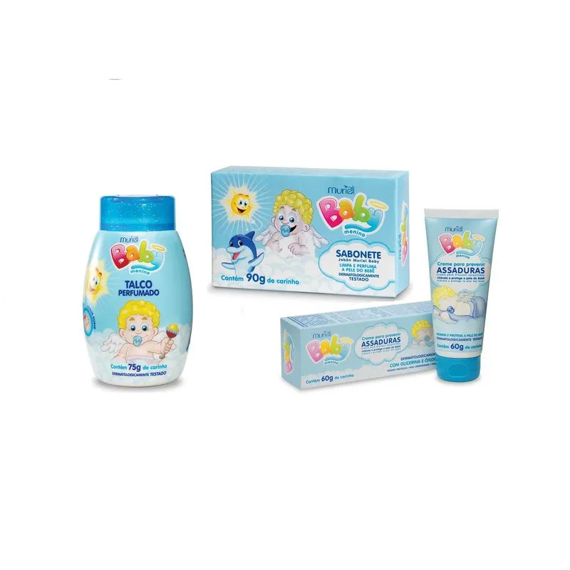 Sabonete Em Barra + Talco + Creme Assaduras Baby Menino
