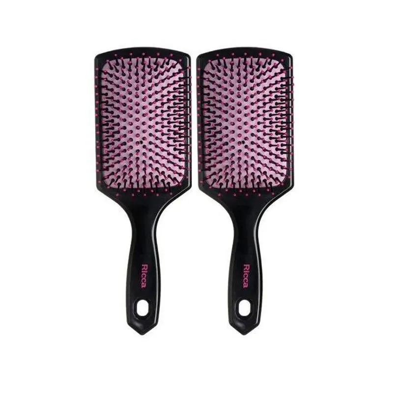 Kit Com 02 Escovas De Cabelo Raquete Ricca Basic - 249 Belliz