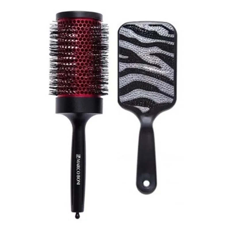 Kit 2 Escovas De Cabelo 7812+8077 Raquete Glamour Marco Boni