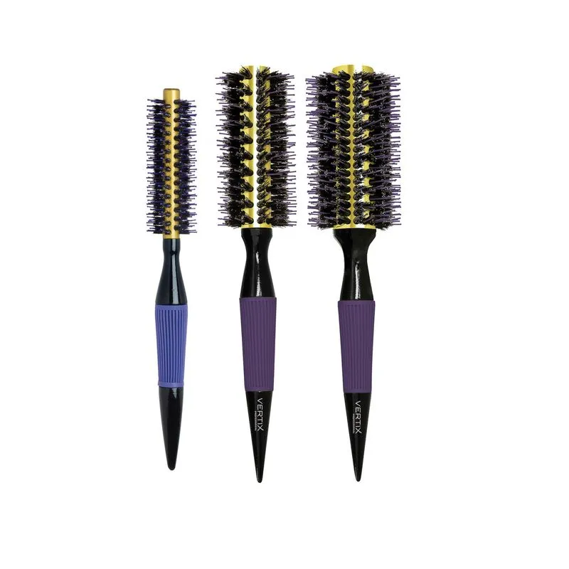 Kit 3 Escovas De Cabelo Alisadora Com Cerdas Mistas Aluminum