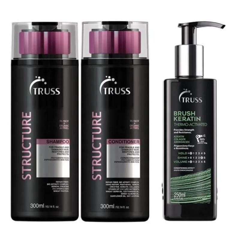 Kit Structure Shampoo E Condicionador + Brush Keratin Truss