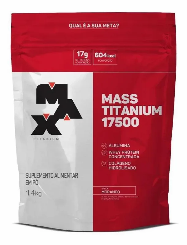 3x Mass Titanium Carbohidratos 17500 1,4kg(refil) Sabor Mora