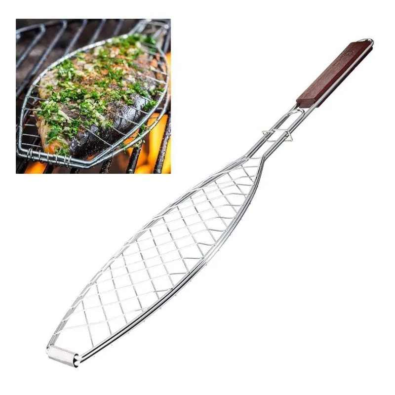 Grelha Para Peixe Churrasqueira Inox Assar Abaulada Outset