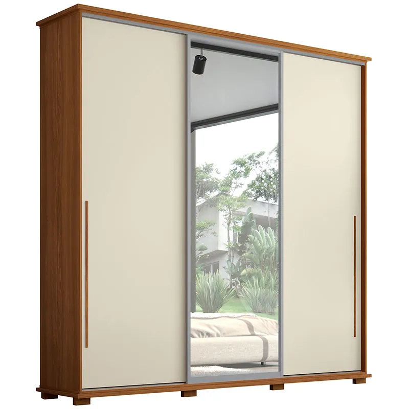 Guarda-roupa Casal Com 3 Portas E 4 Gavetas Portofino-móveis Albatroz - Carvalho Grife / Off White
