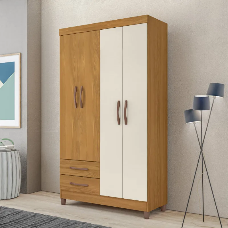 Guarda Roupa Âmbar com 4 Portas - Carvalho/Off White
