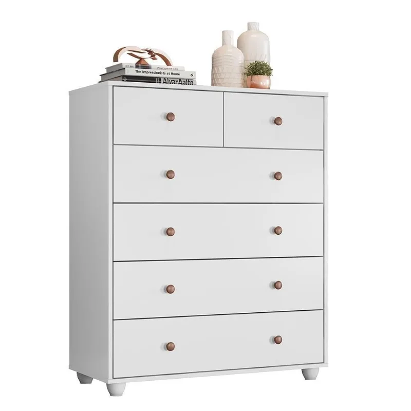 Cômoda Vittoria 6 Gavetas MDP com Puxador Plástico Branco Fosco
