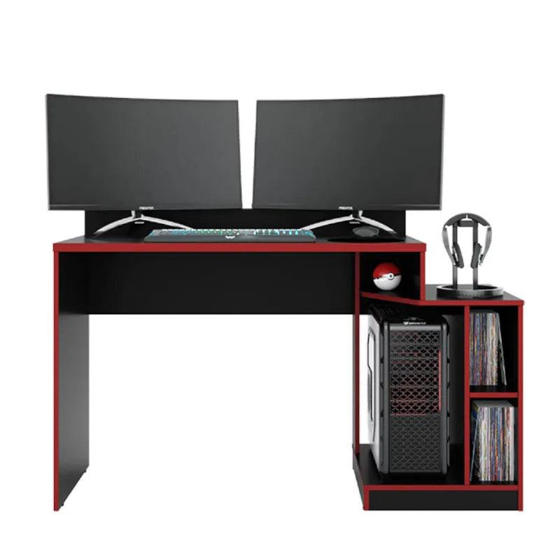 Mesa para Computador Albatroz Gamer Play com Nicho - Preto/Vermelho