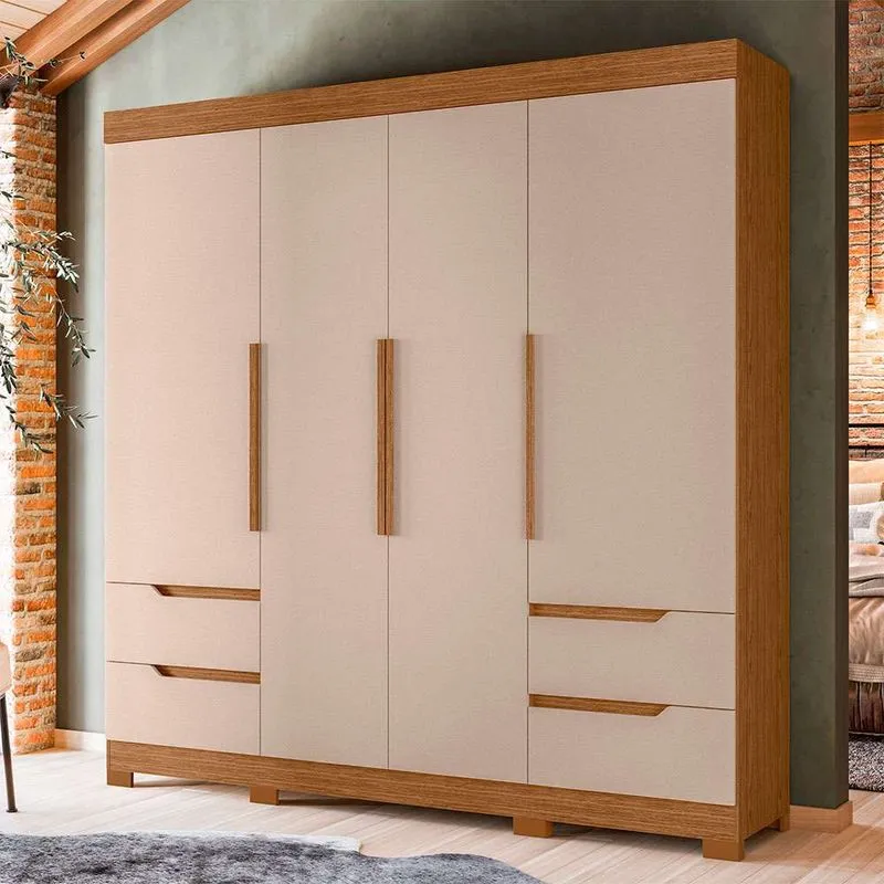 Guarda-Roupa Casal Vivacce 4 pt 4 gv Jatobá e Fendi