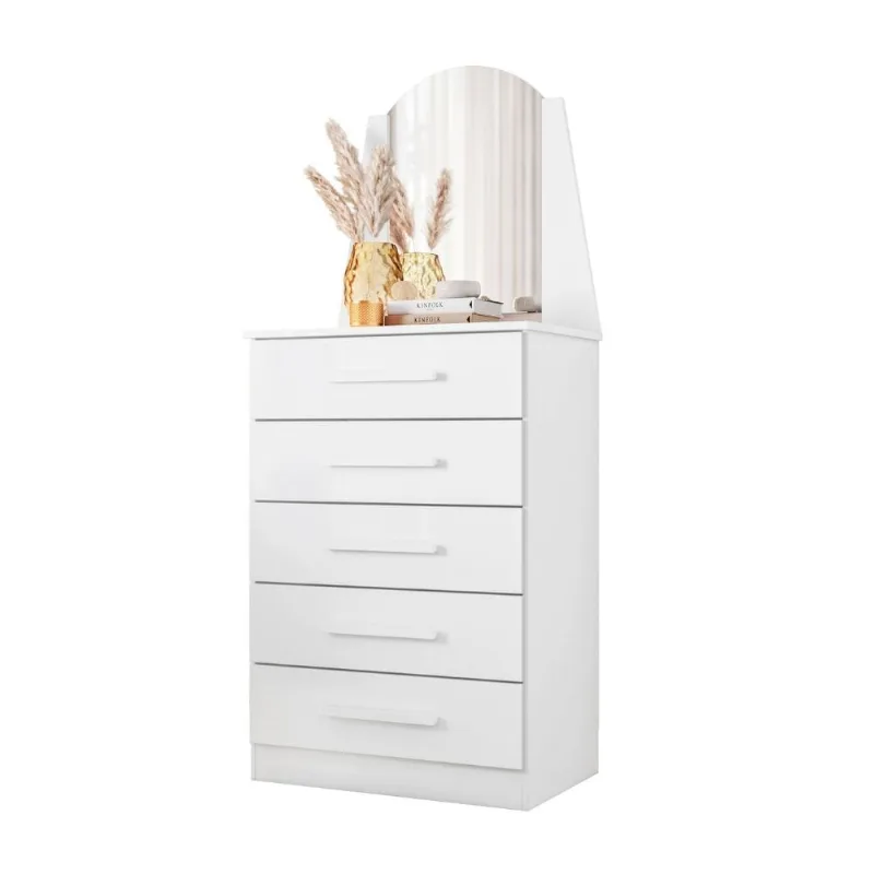 Comoda Tocador Praga 5 Cajones MDP Blanco Albatroz