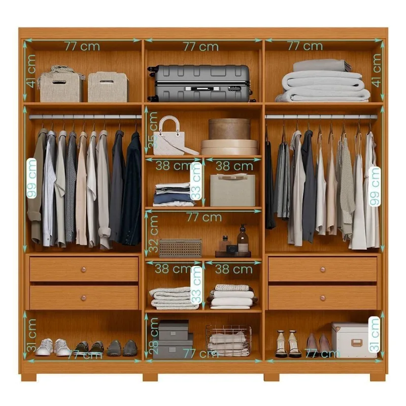 Guarda Roupa Casal Ouro Verde 6 Portas 4 Gavetas Cinamomo-Salvia MDP Albatroz Móveis
