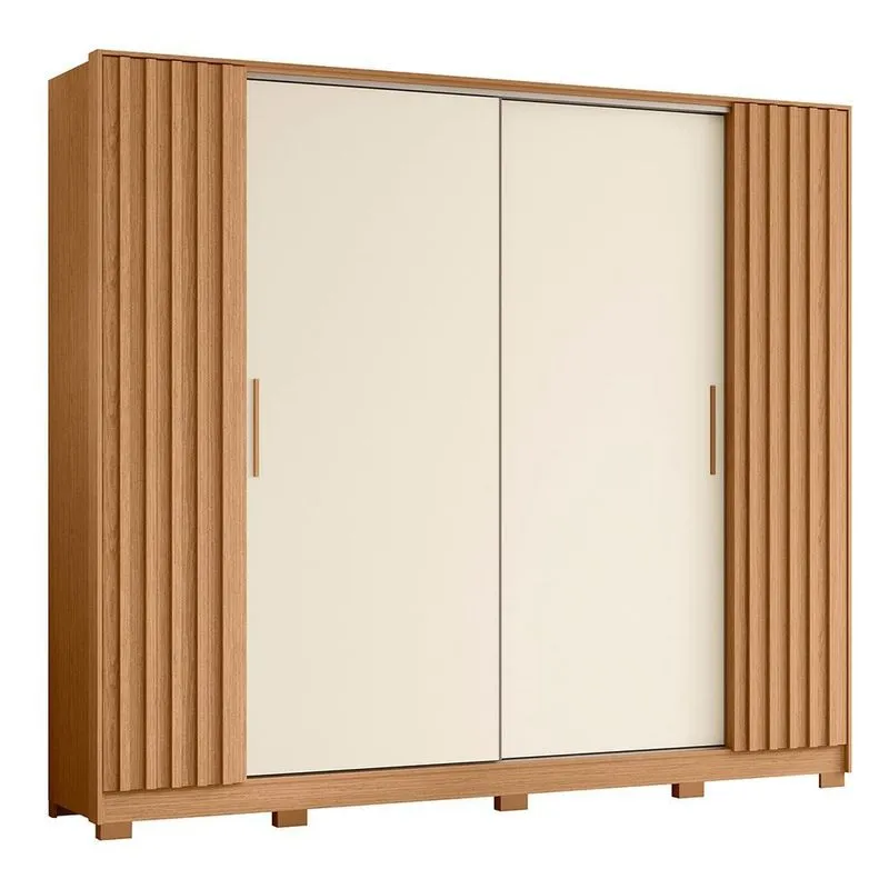 Guarda Roupa Casal Jacarandá 4 Portas Flex - Móveis Albatroz Freijó/Off White