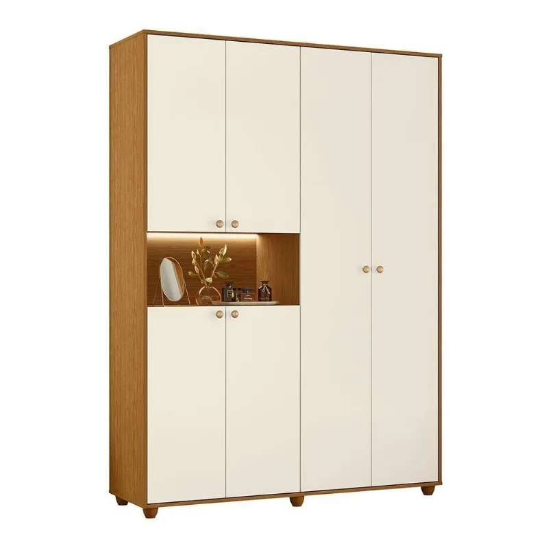 Guarda Roupa Solteiro Vittoria 6 Portas E 2 Gavetas Cinamomo-off White - Móveis Albatroz Cinamomo-off White