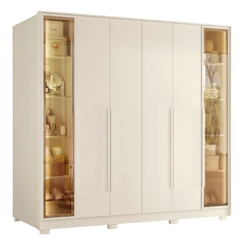 Guarda Roupas Casal Reflecta Com Led 6 Portas 4 Gavetas Monterrey Off White