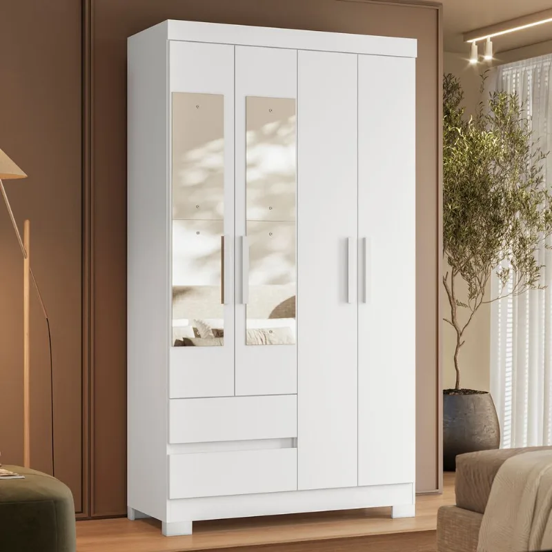 Guarda Roupa Albatroz Linhares 4 portas com Espelho Quadriflex