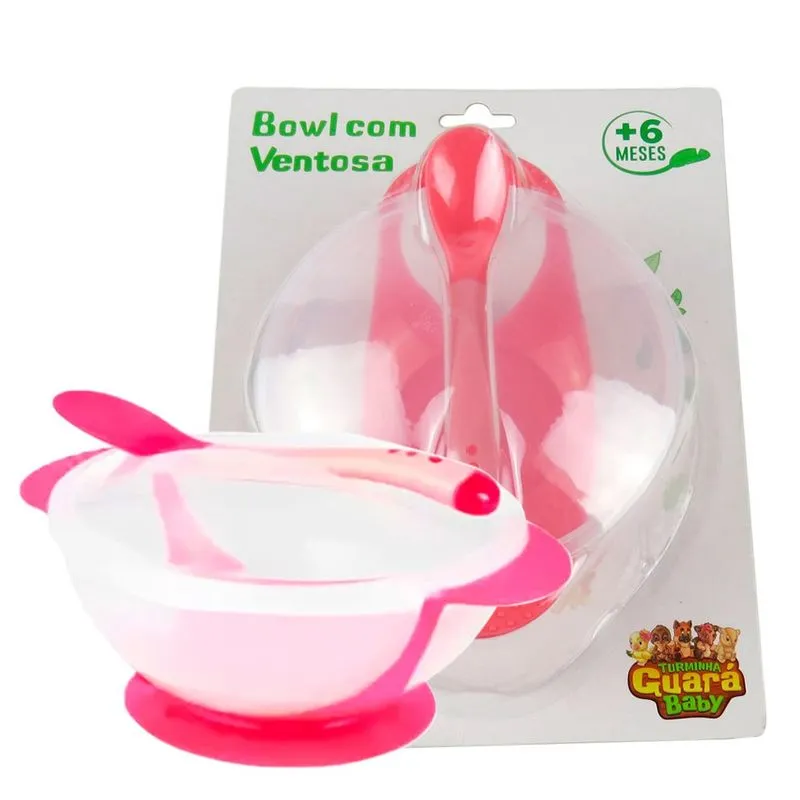 Bowl com Ventosa Prato Infantil Rosa - Turminha Guará