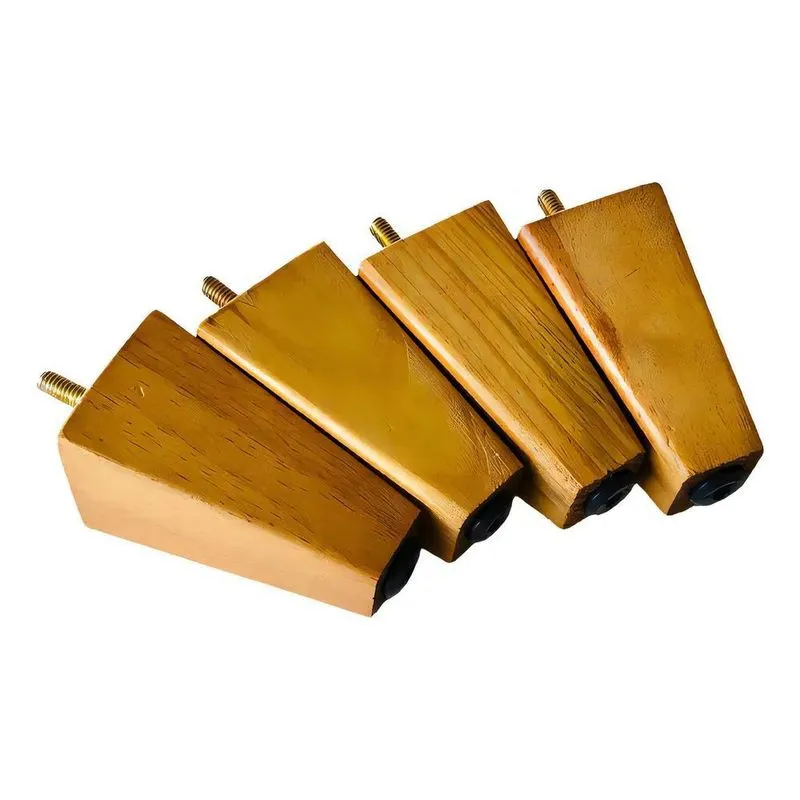 Pé Trapézio Madeira Para Móveis, 10 Cm Kit 4 Pés Sofás Puf