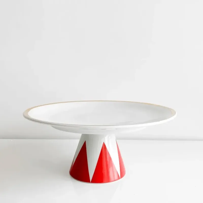 Boleira de Porcelana P Lollipop Vermelho - Casa Toco