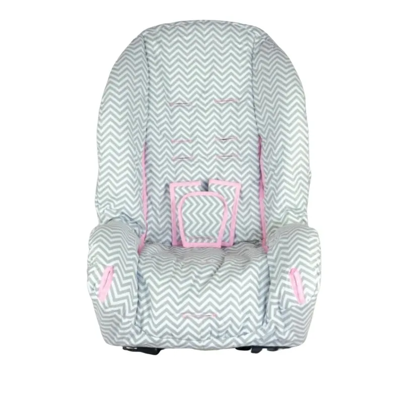 Capa Para Cadeira - Chevron Cinza E Branco Com Rosa